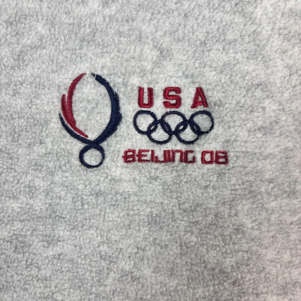Team USA Beijing 08 Olympics‎ Fleece Jacket Mens Gray Full Zip Embroidered 2XL